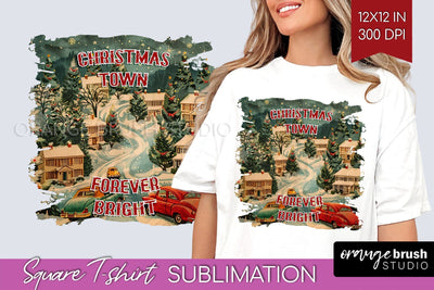 Retro Christmas Sublimation, Xmas Square Tshirt Background Sublimation OrangeBrushStudio 