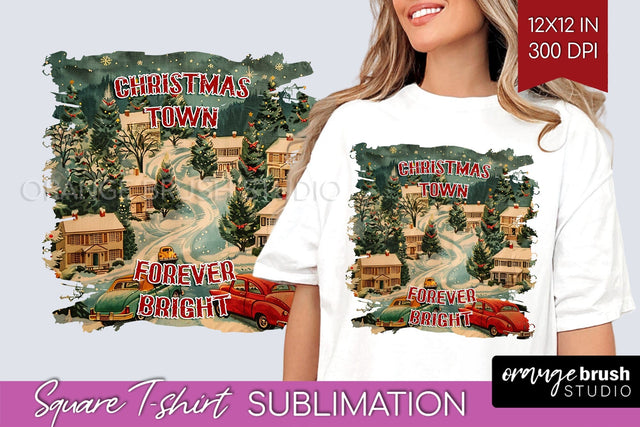 Retro Christmas Sublimation, Xmas Square Tshirt Background Sublimation OrangeBrushStudio 