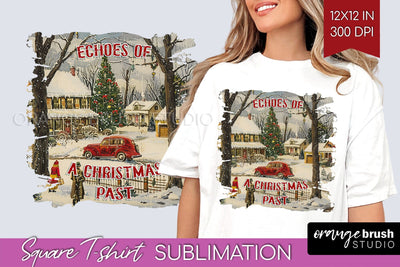 Retro Christmas Sublimation, Xmas Square Tshirt Background Sublimation OrangeBrushStudio 