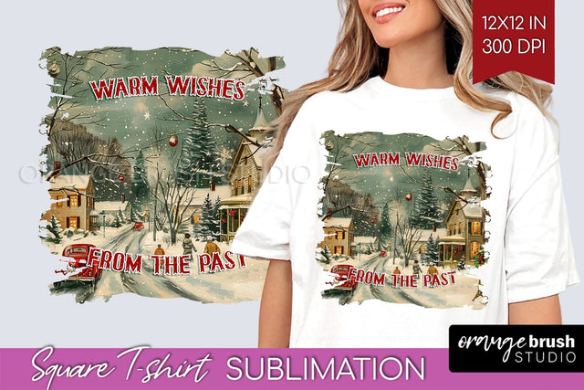 Retro Christmas Sublimation, Xmas Square Tshirt Background Sublimation OrangeBrushStudio 