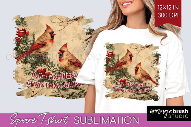 Retro Christmas Sublimation, Xmas Square Tshirt Background Sublimation OrangeBrushStudio 