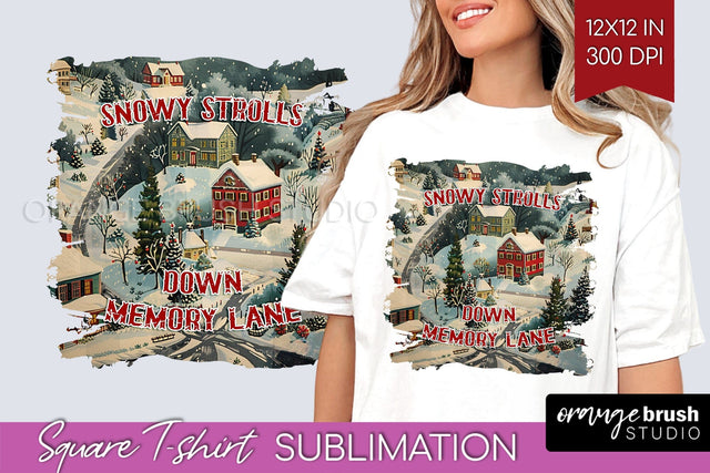 Retro Christmas Sublimation, Xmas Square Tshirt Background Sublimation OrangeBrushStudio 