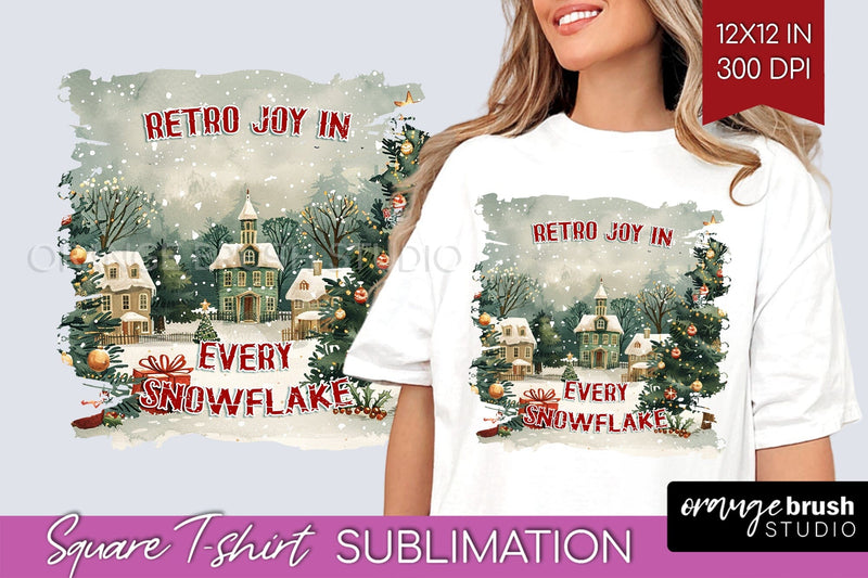 Retro Christmas Sublimation, Xmas Square Tshirt Background Sublimation OrangeBrushStudio 
