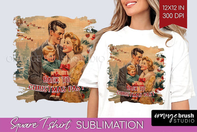Retro Christmas Sublimation, Xmas Square Tshirt Background Sublimation OrangeBrushStudio 