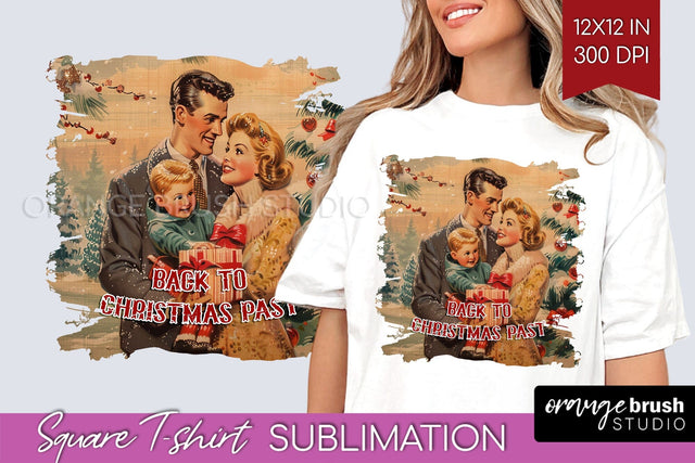 Retro Christmas Sublimation, Xmas Square Tshirt Background Sublimation OrangeBrushStudio 