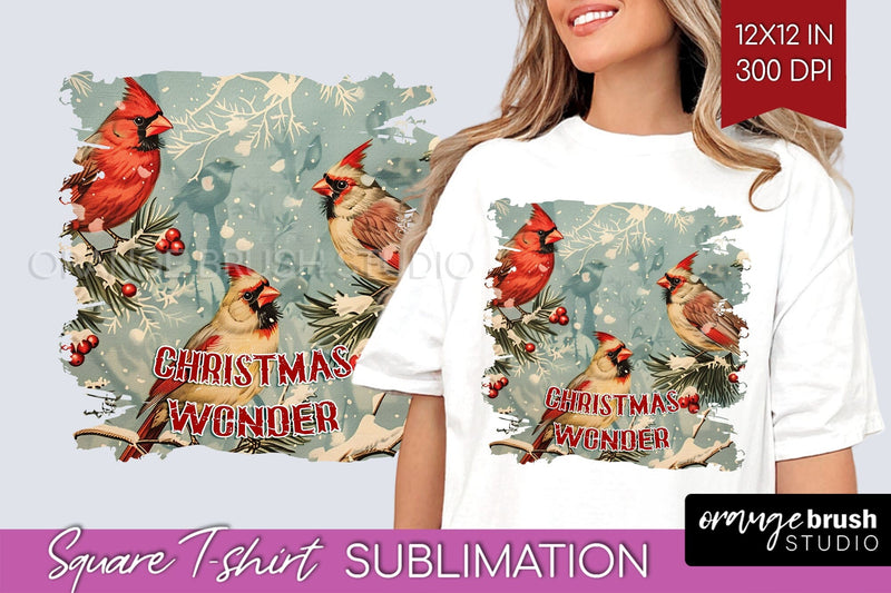 Retro Christmas Sublimation, Xmas Square Tshirt Background Sublimation OrangeBrushStudio 