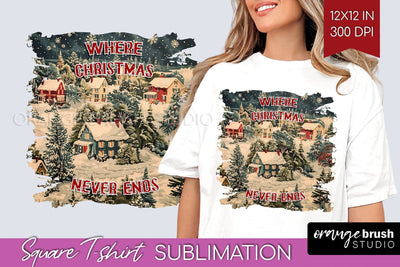 Retro Christmas Sublimation, Xmas Square Tshirt Background Sublimation OrangeBrushStudio 