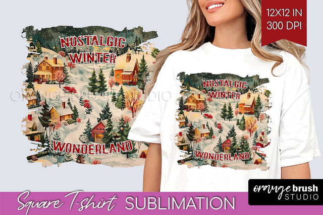 Retro Christmas Sublimation, Xmas Square Tshirt Background Sublimation OrangeBrushStudio 