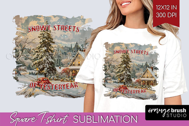 Retro Christmas Sublimation, Xmas Square Tshirt Background Sublimation OrangeBrushStudio 