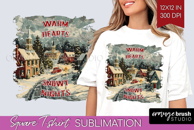 Retro Christmas Sublimation, Xmas Square Tshirt Background Sublimation OrangeBrushStudio 