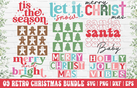 Retro Christmas SVG Bundle - Christmas PNG, Christmas Retro SVG, Vintage Christmas SVG, Groovy Christmas SVG, Christmas T-Shirt SVG GraphicsTreasures 