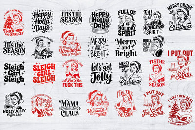 Retro Christmas Svg Bundle, Christmas Season PNG SVG Creativeart88 