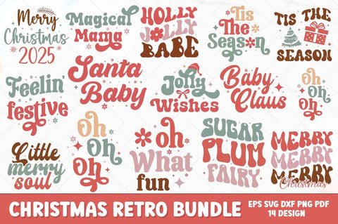 Retro Christmas Svg Bundle, Christmas Svg, Christmas Sayings Svg, Merry And Bright Svg, Merry Christmas Svg, Jolly Season Svg, Png Cut File SVG FiveStarCrafting 