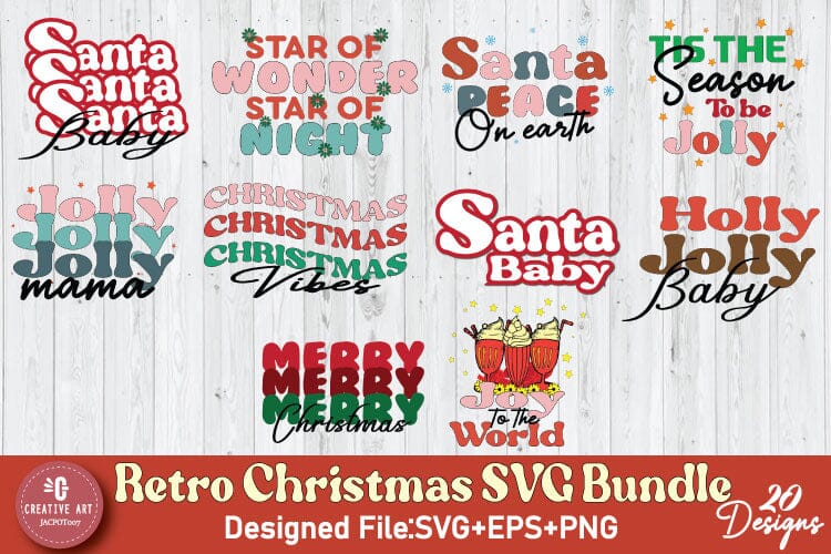 Retro Christmas SVG Bundle - Merry Christmas Quote T-Shirt SVG jacpot007 