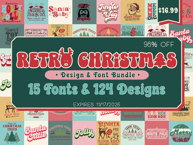 Retro Christmas SVG & Font Bundle [Reg. $830] 98% off Bundle So Fontsy Design Shop 