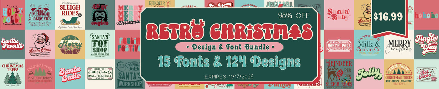 Retro Christmas SVG & Font Bundle [Reg. $830] 98% off