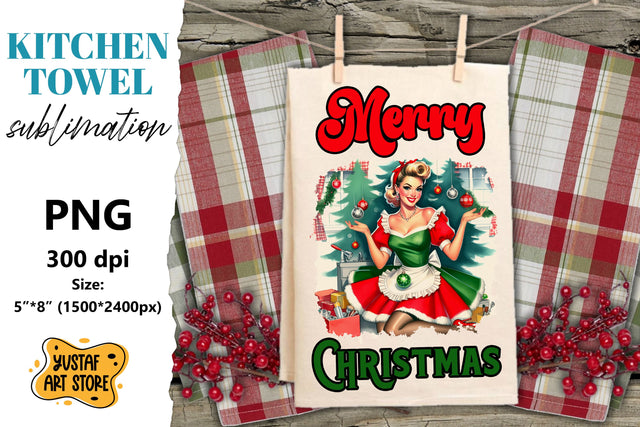Retro Christmas towel sublimation. Merry Christmas Sublimation Yustaf Art Store 