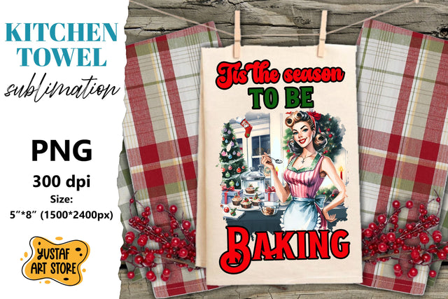 Retro Christmas towel sublimation. Merry Christmas Sublimation Yustaf Art Store 