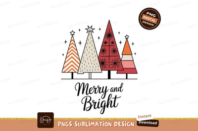 Retro Christmas Trees Festive Design holiday Sublimation Designangry 