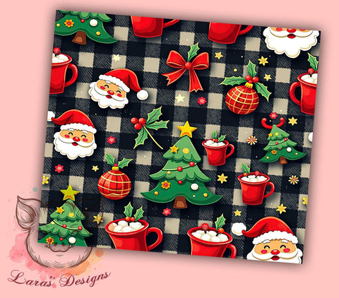 Retro Christmas Tumbler, Checkered Christmas Tumbler, Santa Claus Tumbler, Merry Christmas Tumbler, 20oz Tumbler Wrap, Sublimation Design, Digital Download, Cricut Design Sublimation Lara' s Designs 