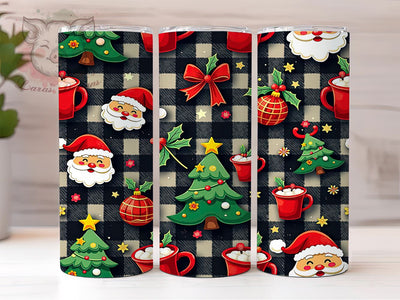 Retro Christmas Tumbler, Checkered Christmas Tumbler, Santa Claus Tumbler, Merry Christmas Tumbler, 20oz Tumbler Wrap, Sublimation Design, Digital Download, Cricut Design Sublimation Lara' s Designs 