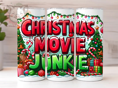 Retro Christmas Tumbler, Movie Junkie Design, Christmas Tree Tumbler Wrap, 20oz Sublimation, Digital Download, Funny Christmas Gifts, Holiday Decor Sublimation Lara' s Designs 