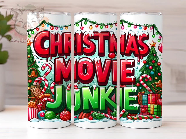 Retro Christmas Tumbler, Movie Junkie Design, Christmas Tree Tumbler Wrap, 20oz Sublimation, Digital Download, Funny Christmas Gifts, Holiday Decor Sublimation Lara' s Designs 