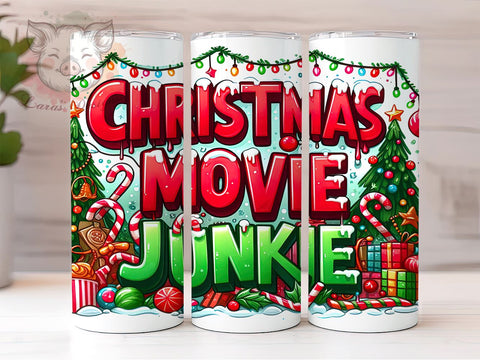 Retro Christmas Tumbler, Movie Junkie Design, Christmas Tree Tumbler Wrap, 20oz Sublimation, Digital Download, Funny Christmas Gifts, Holiday Decor Sublimation Lara' s Designs 