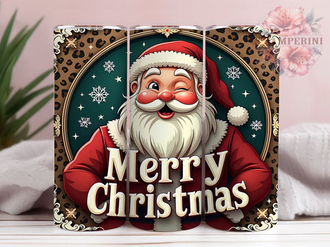 Retro Christmas Tumbler, Santa Claus PNG, Leopard Print Christmas, Holiday Drinkware, Merry Christmas Tumbler Wrap, Festive Sublimation Design, Unique Christmas Gift Sublimation Li Zamperini 