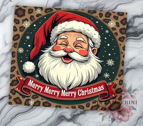 Retro Christmas Tumbler, Santa Claus PNG, Leopard Print Christmas, Holiday Drinkware, Merry Christmas Tumbler Wrap, Festive Sublimation Design, Unique Christmas Gift Sublimation Li Zamperini 