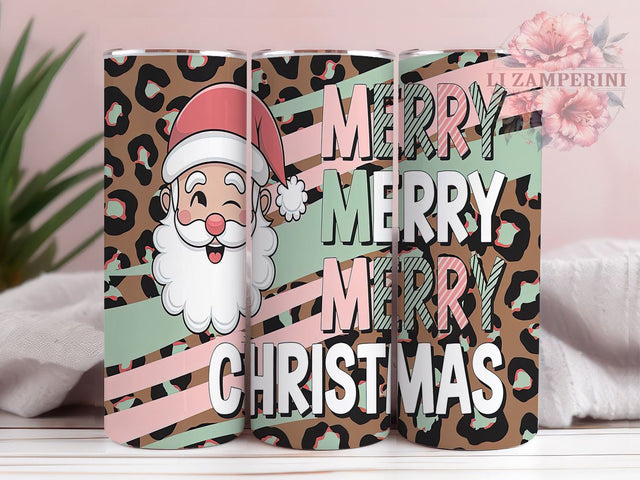 Retro Christmas Tumbler, Santa Claus PNG, Leopard Print Christmas, Holiday Drinkware, Merry Christmas Tumbler Wrap, Festive Sublimation Design, Unique Christmas Gift Sublimation Li Zamperini 
