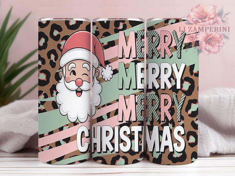 Retro Christmas Tumbler, Santa Claus PNG, Leopard Print Christmas, Holiday Drinkware, Merry Christmas Tumbler Wrap, Festive Sublimation Design, Unique Christmas Gift Sublimation Li Zamperini 