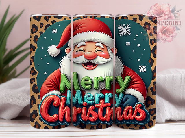 Retro Christmas Tumbler, Santa Claus PNG, Leopard Print Christmas, Holiday Drinkware, Merry Christmas Tumbler Wrap, Festive Sublimation Design, Unique Christmas Gift Sublimation Li Zamperini 