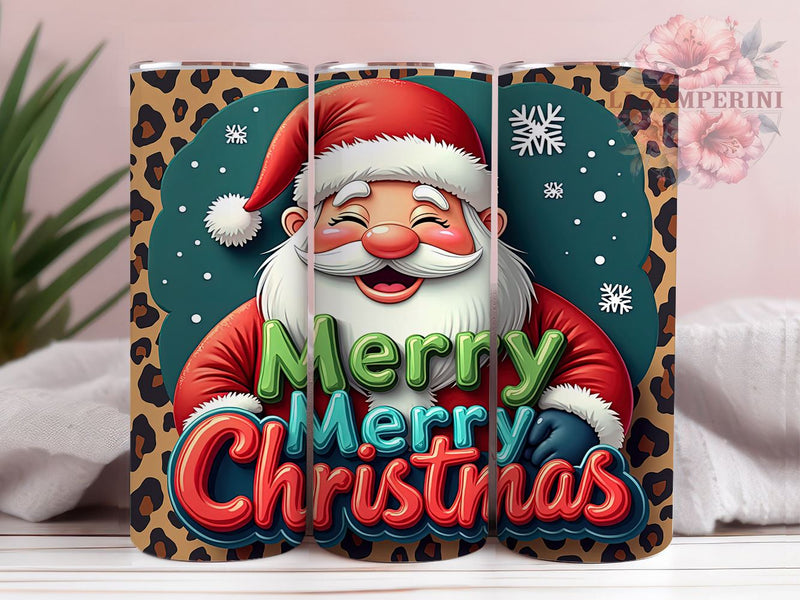 Retro Christmas Tumbler, Santa Claus PNG, Leopard Print Christmas, Holiday Drinkware, Merry Christmas Tumbler Wrap, Festive Sublimation Design, Unique Christmas Gift Sublimation Li Zamperini 
