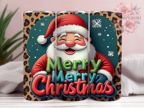 Retro Christmas Tumbler, Santa Claus PNG, Leopard Print Christmas, Holiday Drinkware, Merry Christmas Tumbler Wrap, Festive Sublimation Design, Unique Christmas Gift Sublimation Li Zamperini 
