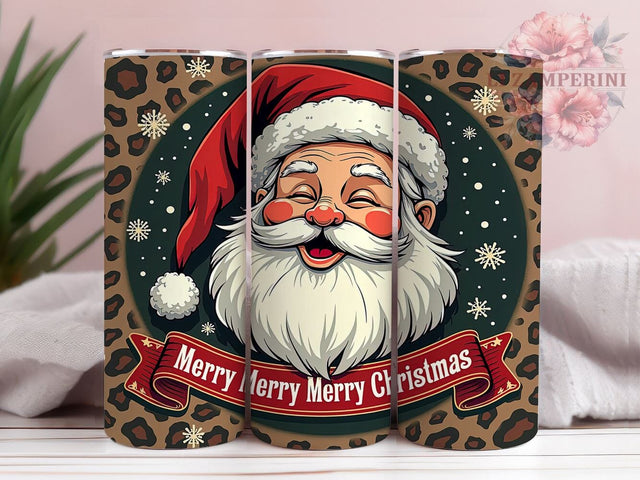 Retro Christmas Tumbler, Santa Claus PNG, Leopard Print Christmas, Holiday Drinkware, Merry Christmas Tumbler Wrap, Festive Sublimation Design, Unique Christmas Gift Sublimation Li Zamperini 