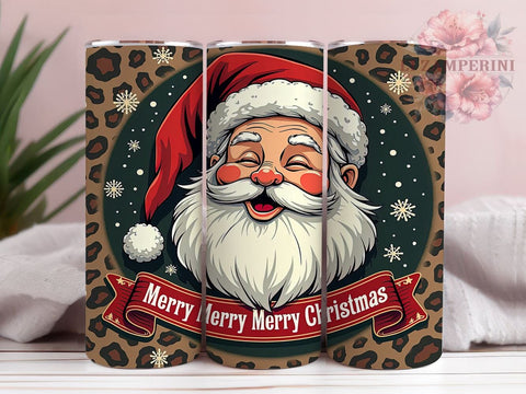 Retro Christmas Tumbler, Santa Claus PNG, Leopard Print Christmas, Holiday Drinkware, Merry Christmas Tumbler Wrap, Festive Sublimation Design, Unique Christmas Gift Sublimation Li Zamperini 