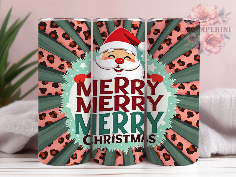 Retro Christmas Tumbler, Santa Claus PNG, Leopard Print Christmas, Holiday Drinkware, Merry Christmas Tumbler Wrap, Festive Sublimation Design, Unique Christmas Gift Sublimation Li Zamperini 