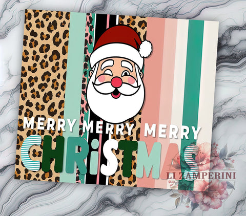 Retro Christmas Tumbler, Santa Claus PNG, Leopard Print Christmas, Holiday Drinkware, Merry Christmas Tumbler Wrap, Festive Sublimation Design, Unique Christmas Gift Sublimation Li Zamperini 