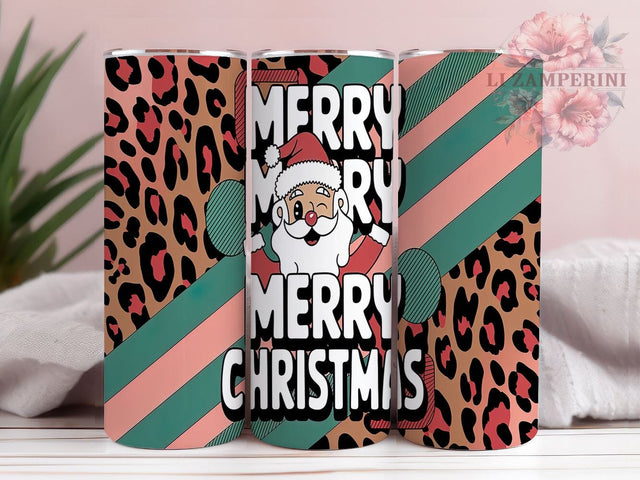 Retro Christmas Tumbler, Santa Claus PNG, Leopard Print Christmas, Holiday Drinkware, Merry Christmas Tumbler Wrap, Festive Sublimation Design, Unique Christmas Gift Sublimation Li Zamperini 