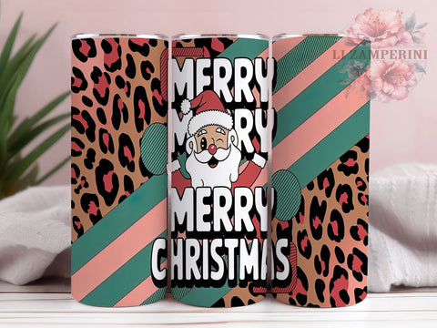 Retro Christmas Tumbler, Santa Claus PNG, Leopard Print Christmas, Holiday Drinkware, Merry Christmas Tumbler Wrap, Festive Sublimation Design, Unique Christmas Gift Sublimation Li Zamperini 
