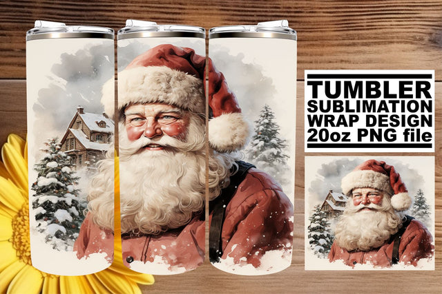 Retro Christmas Tumbler Wrap 20oz - Watercolor Holiday Sublimation Sublimation afrosvg 