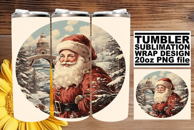 Retro Christmas Tumbler Wrap - Watercolor Holiday 20oz PNG Sublimation afrosvg 
