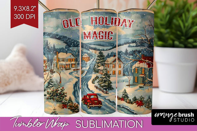 Retro Christmas Tumbler Wrap - Xmas Tumbler Sublimation Sublimation OrangeBrushStudio 