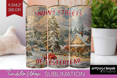 Retro Christmas Tumbler Wrap - Xmas Tumbler Sublimation Sublimation OrangeBrushStudio 