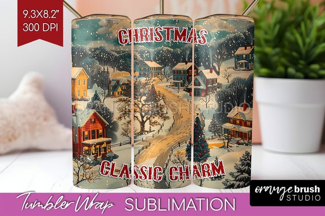 Retro Christmas Tumbler Wrap - Xmas Tumbler Sublimation Sublimation OrangeBrushStudio 