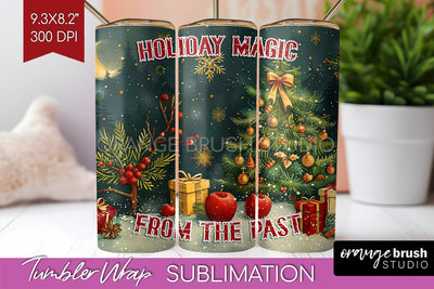 Retro Christmas Tumbler Wrap - Xmas Tumbler Sublimation Sublimation OrangeBrushStudio 