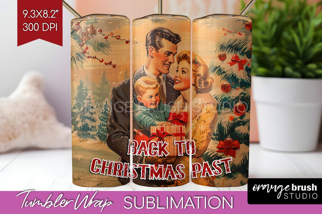 Retro Christmas Tumbler Wrap - Xmas Tumbler Sublimation Sublimation OrangeBrushStudio 