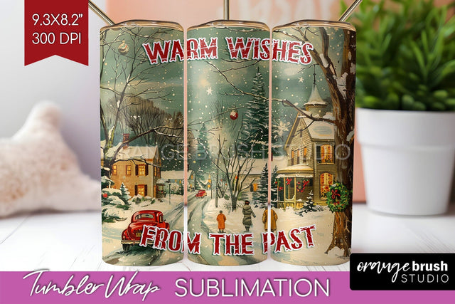 Retro Christmas Tumbler Wrap - Xmas Tumbler Sublimation Sublimation OrangeBrushStudio 