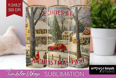 Retro Christmas Tumbler Wrap - Xmas Tumbler Sublimation Sublimation OrangeBrushStudio 